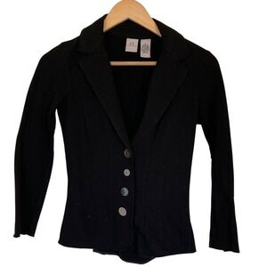 Armani Exchange Women's‎ Black Knit Fitted Blazer Jacket Size Small Artsy Cotton